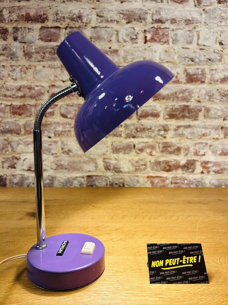 Lampe de Bureau Vintage Hitachi - Mauve et Chrome, Design Années 70