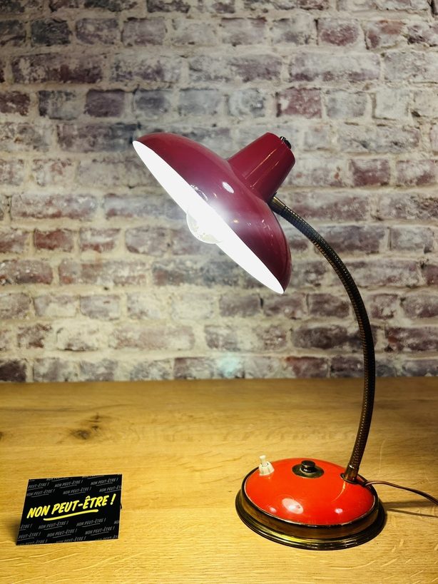 Lampe de bureau vintage rouge brillant