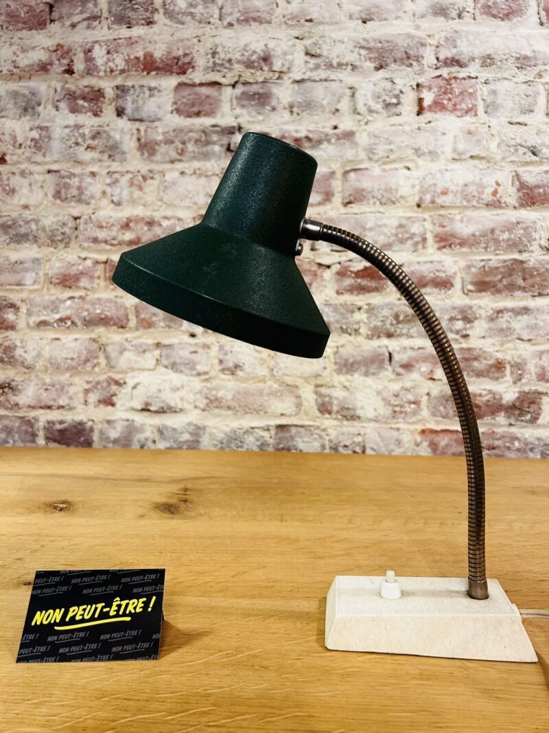 Lampe de bureau vintage verte et blanche