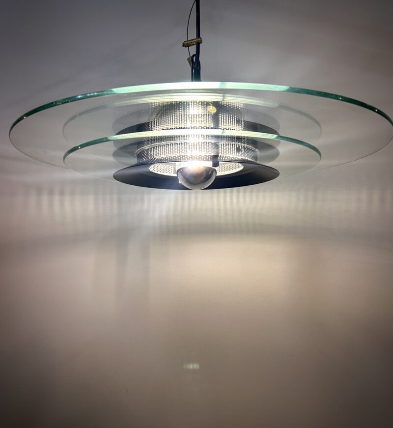 Suspension vintage en verre Massive, design belge intemporel