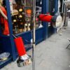 Lampe sur pied vintage rouge