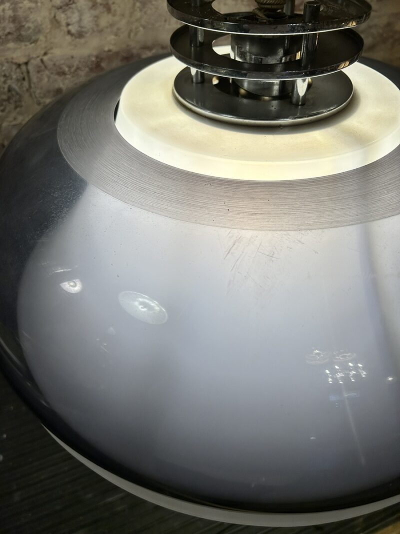 Grijze, mauve en witte plexiglazen hanglamp uit de jaren 70 - In hoogte verstelbaar - Afbeelding 3