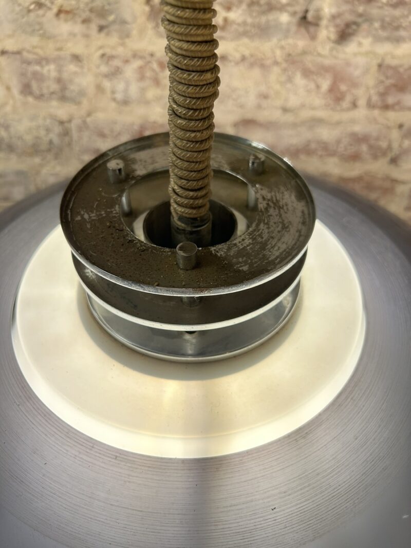 Grijze, mauve en witte plexiglazen hanglamp uit de jaren 70 - In hoogte verstelbaar - Afbeelding 4