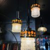 Suspension vintage Raak en verre sculpté et métal orange – Image 3