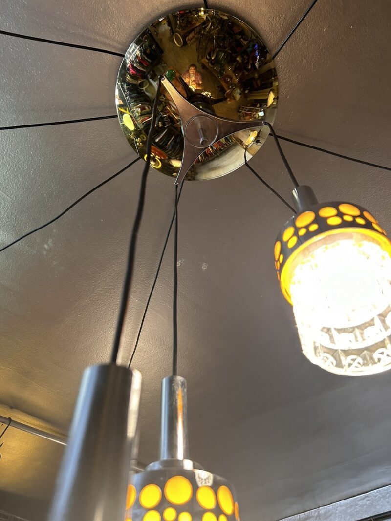 Suspension vintage Raak en verre sculpté et métal orange – Image 4