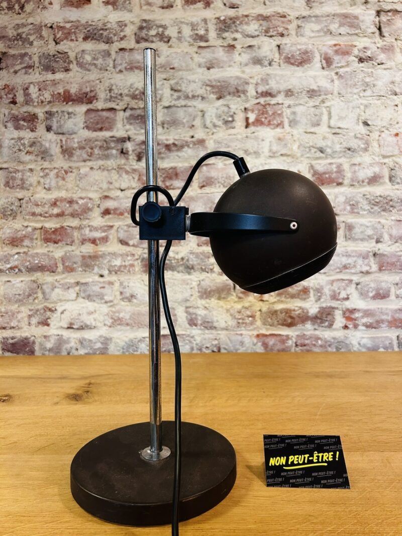 Lampe à poser vintage eyeball en métal brun foncé, hauteur réglable