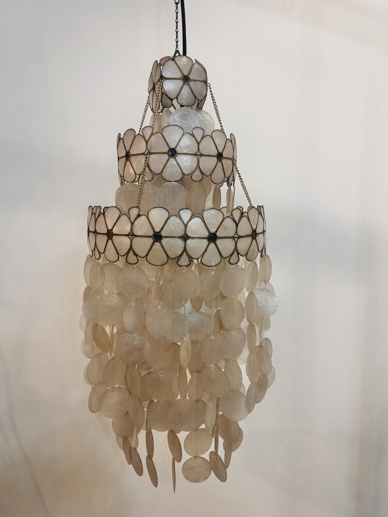 Lustre vintage en nacre, design floral, années 60 – Image 6
