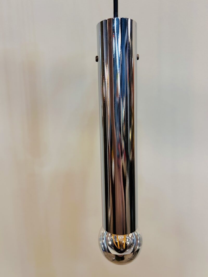 Suspension cascade à 3 éclairages en chrome tubulaire – Image 3