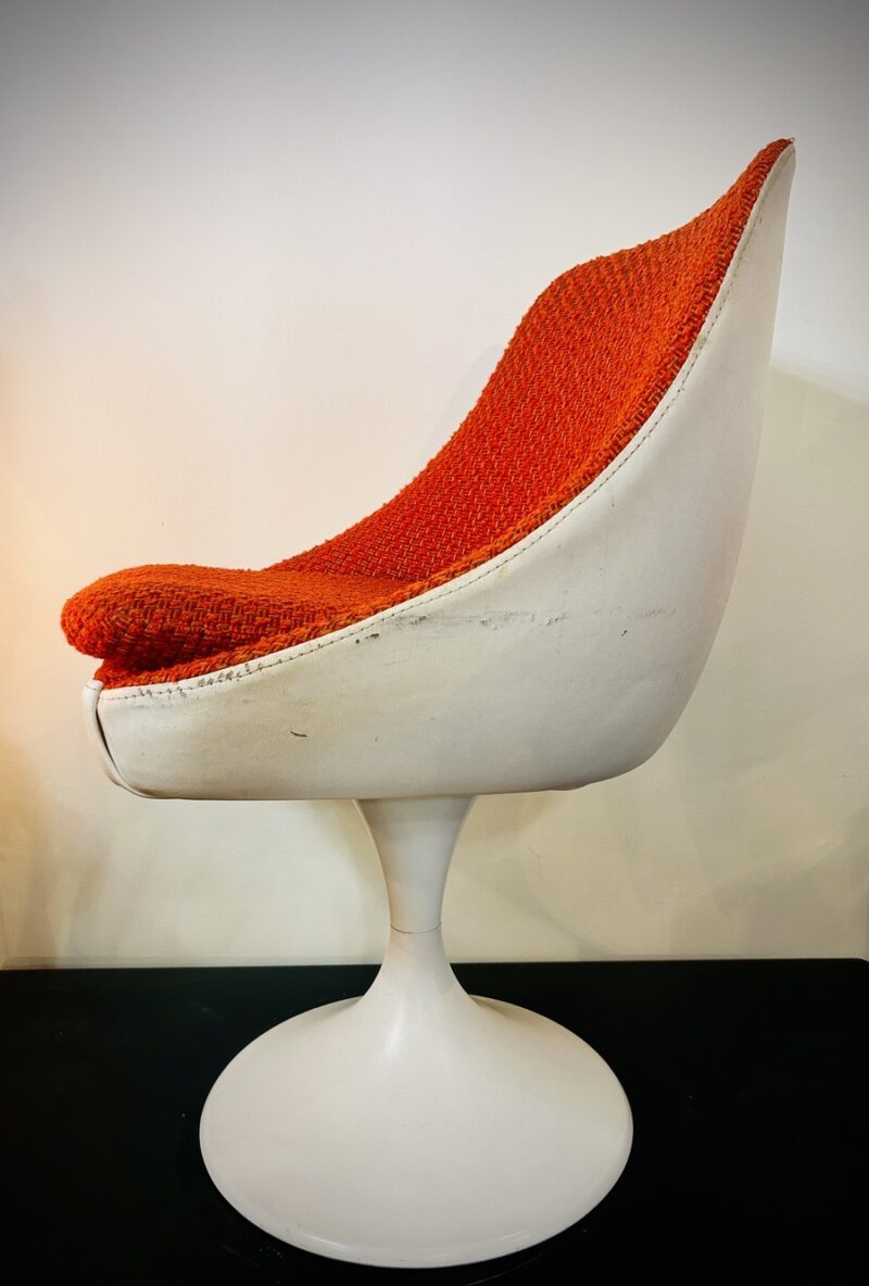 fauteuil tulipe orange vintage – design années 60/70