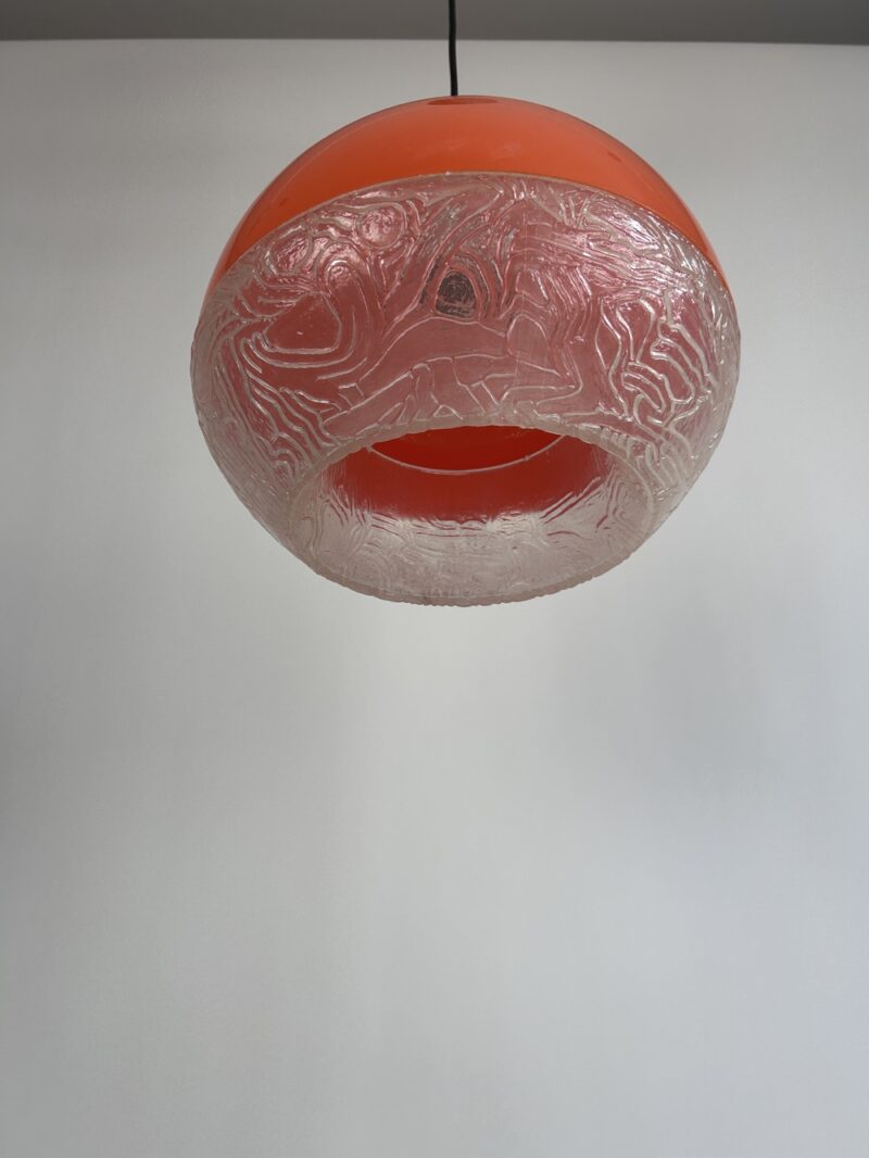 Suspension “Saturne” – orange & texturé (70s) – Image 3