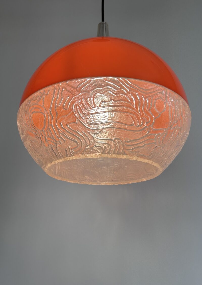“Saturn” pendant light – orange & textured (70s)