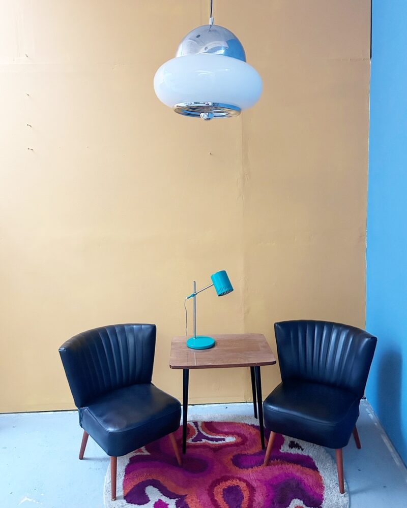 Suspension “Saturne” en chrome et verre opalin – Image 4