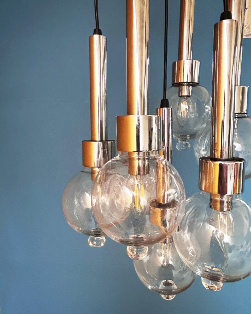 Suspension cascade chrome & verre